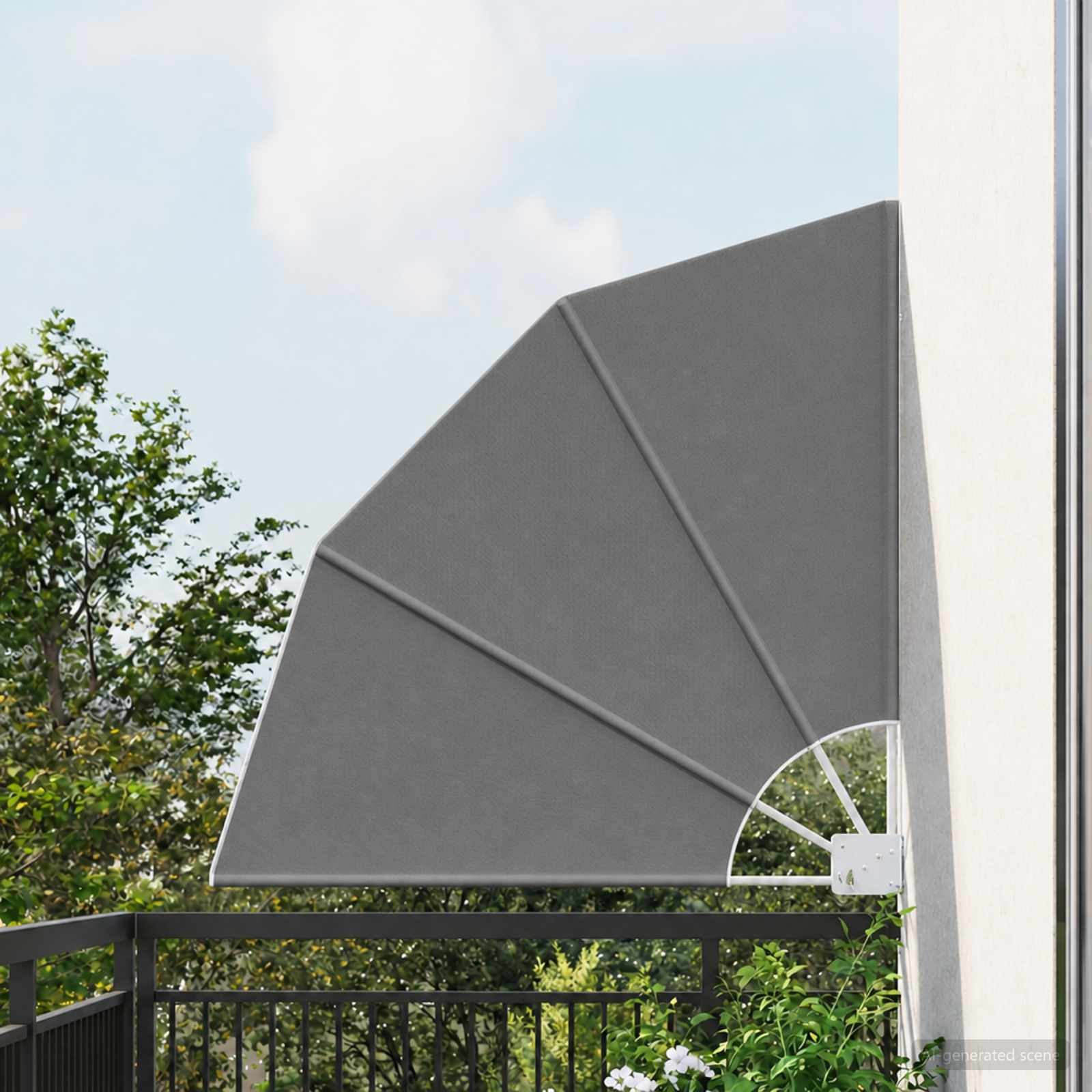 vidaXL Balkonsichtschutz Balkon Sichtschutz 160 x 160 cm Polyester Hellgrau (1-St)