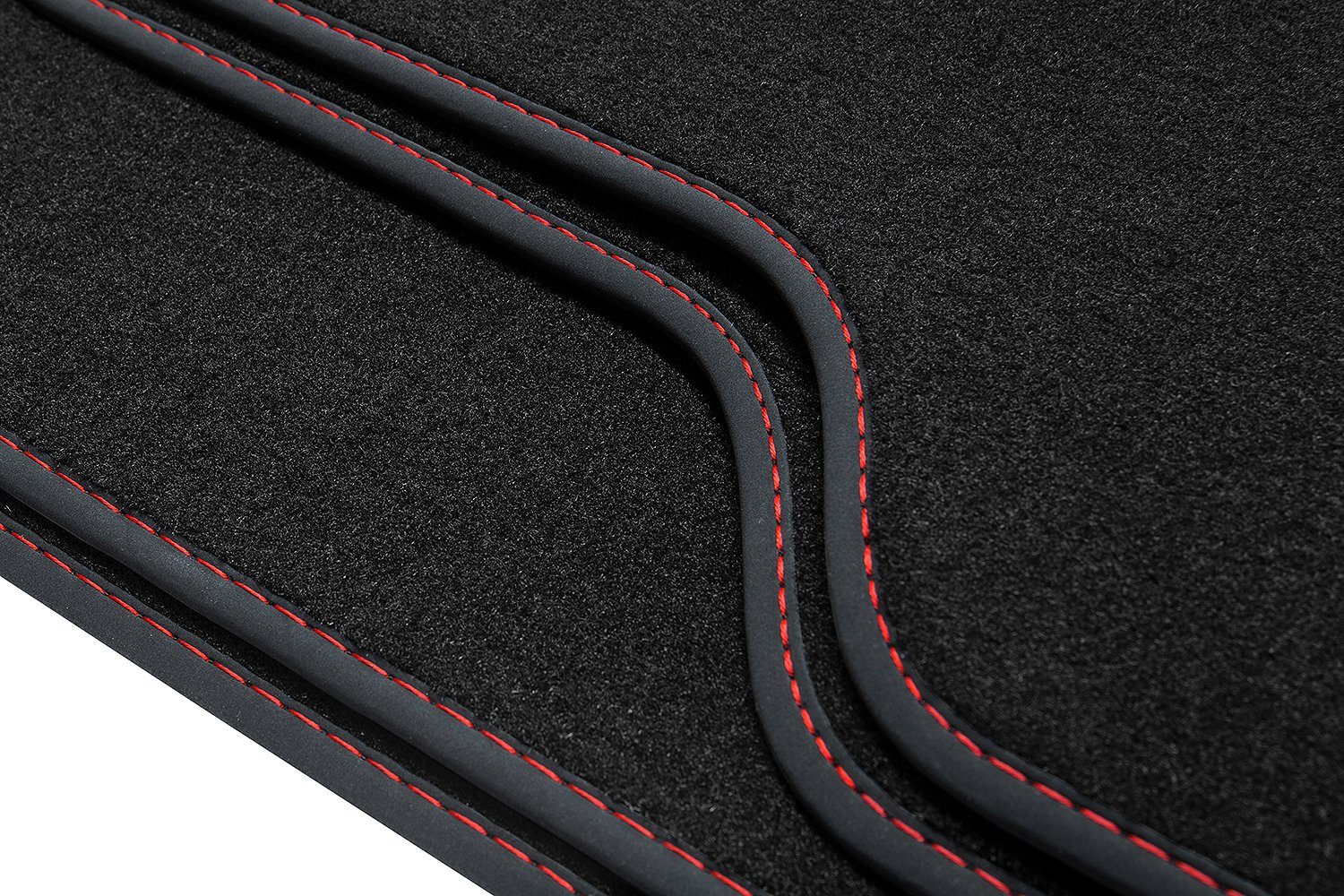 teileplus24 Auto-Fußmatten V419 Velours Tucson 2 TL mit Rot Hyundai kompatibel 2015-2020 Fußmatten