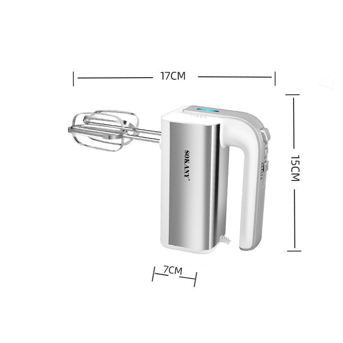 SOKANY Handmixer 800W, Handrührgerät 5 Geschwindigkeiten mit Turbo, 800 W