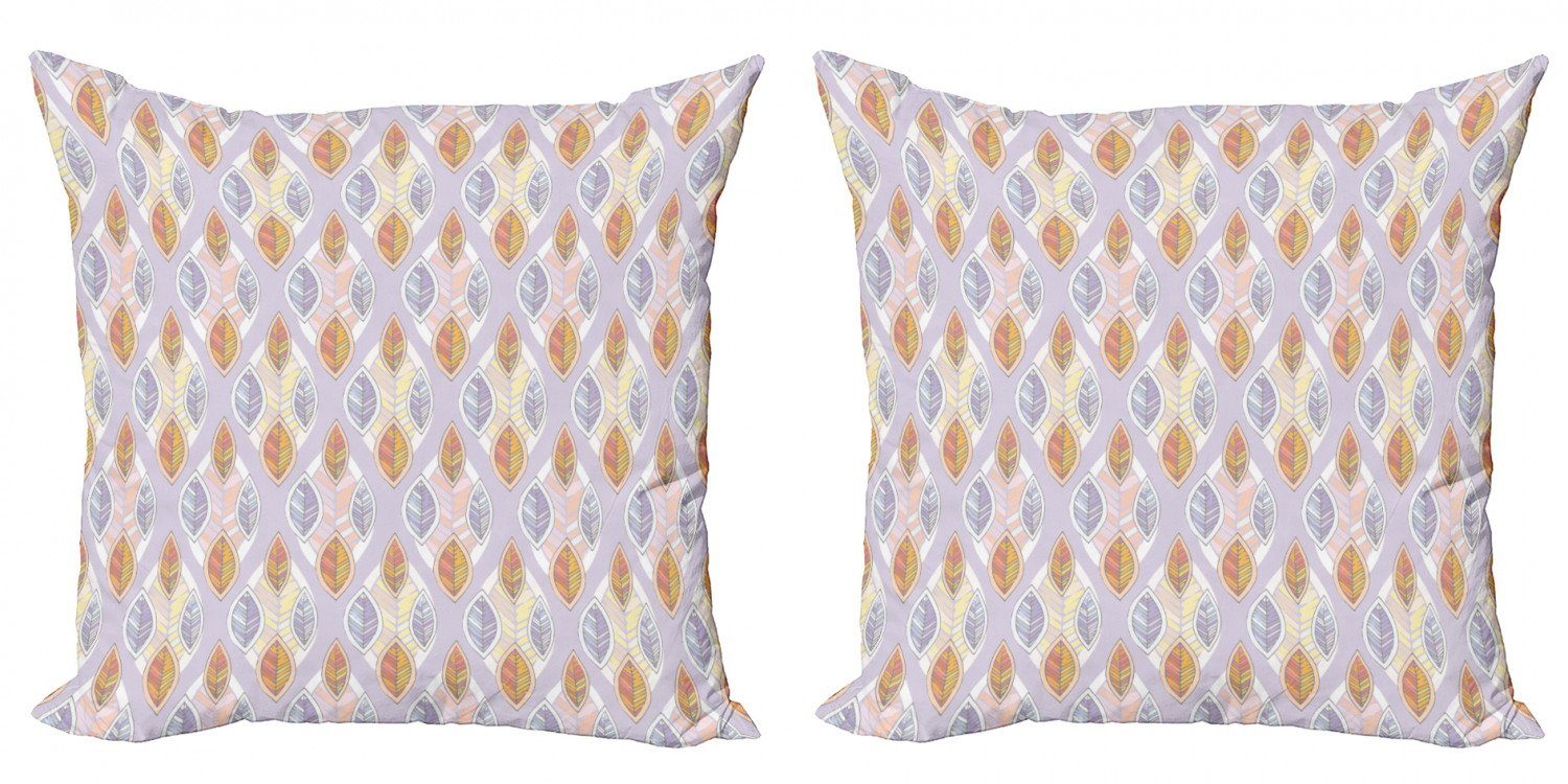 Kissenbezüge Modern Accent Doppelseitiger Digitaldruck, Abakuhaus (2 Stück), Blätter Cartoon-Stil Laub