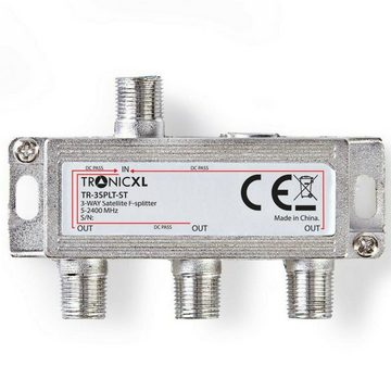 TronicXL SAT-Verteiler 3fach F-Stecker Antennenverteiler TV Kabel Kabelfernsehen Sat Splitter, Ausgang: F-Kupplungen