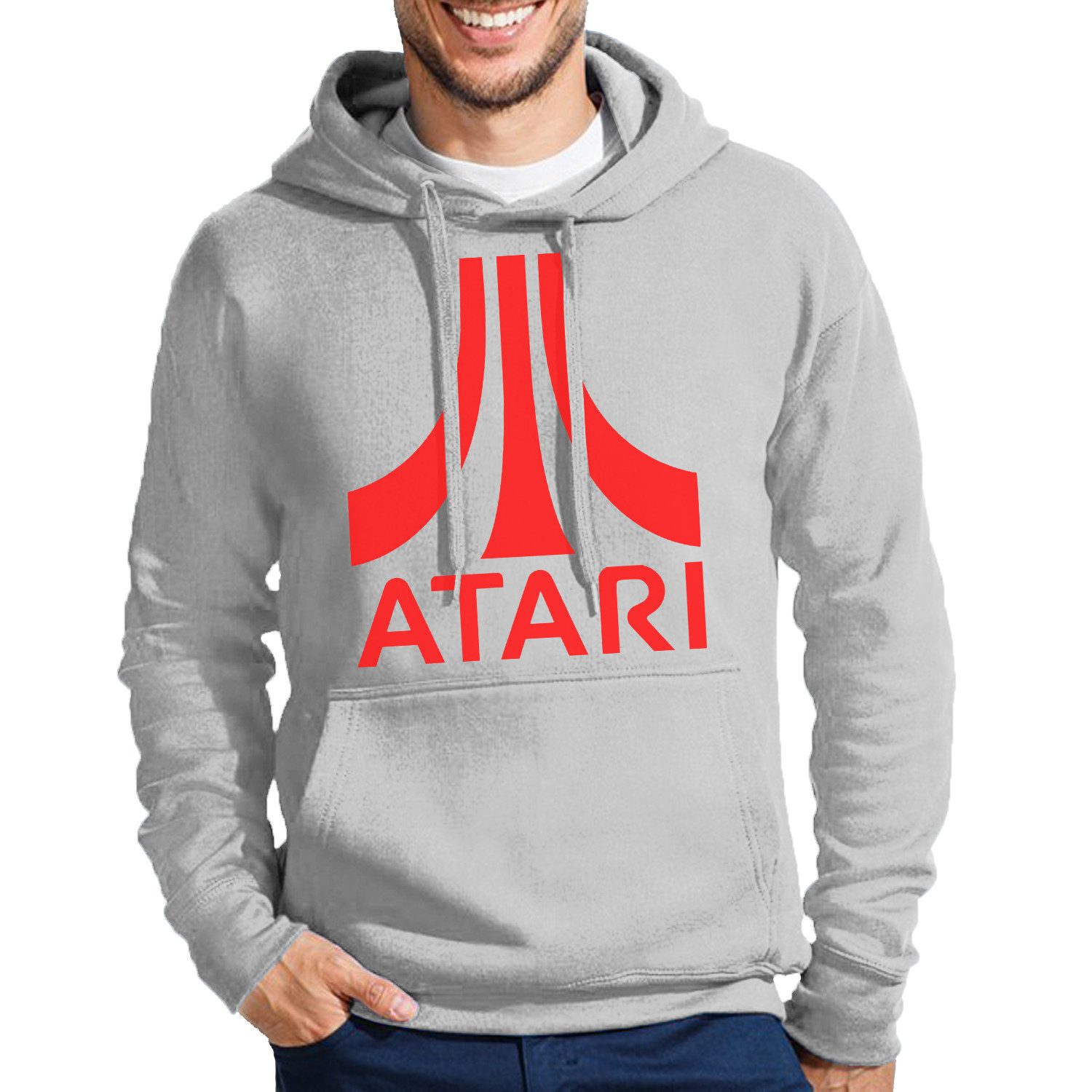 Blondie & Brownie Hoodie Herren Hoodie Atari Logo Kapuzenpullover Baumwollmix Casual