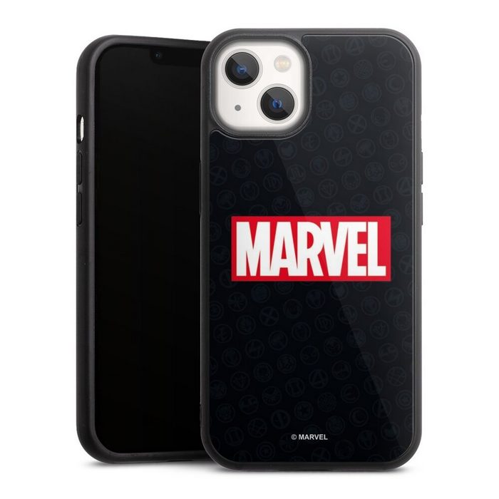 DeinDesign Handyhülle Marvel Comic Logo Marvel Logo Black Red Apple iPhone 13 Gallery Case Glas Hülle Schutzhülle 9H Gehärtetes Glas