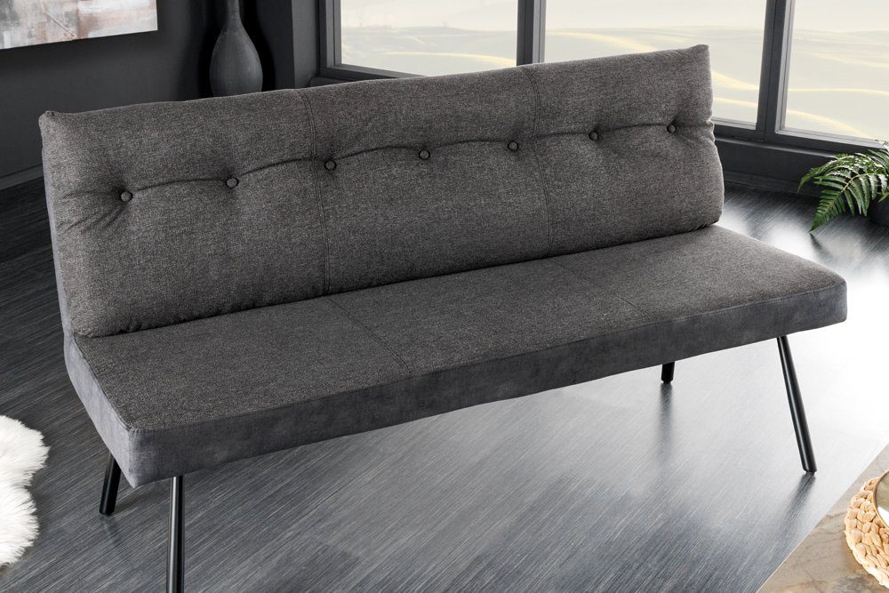 riess-ambiente Sitzbank BIG GEORGE 160cm anthrazit - Samt, Strukturstoff, Metall-Beine (Einzelartikel, 1-St), mit Taschenfederkern & Rückenlehne – ideal für Esszimmer oder Küche