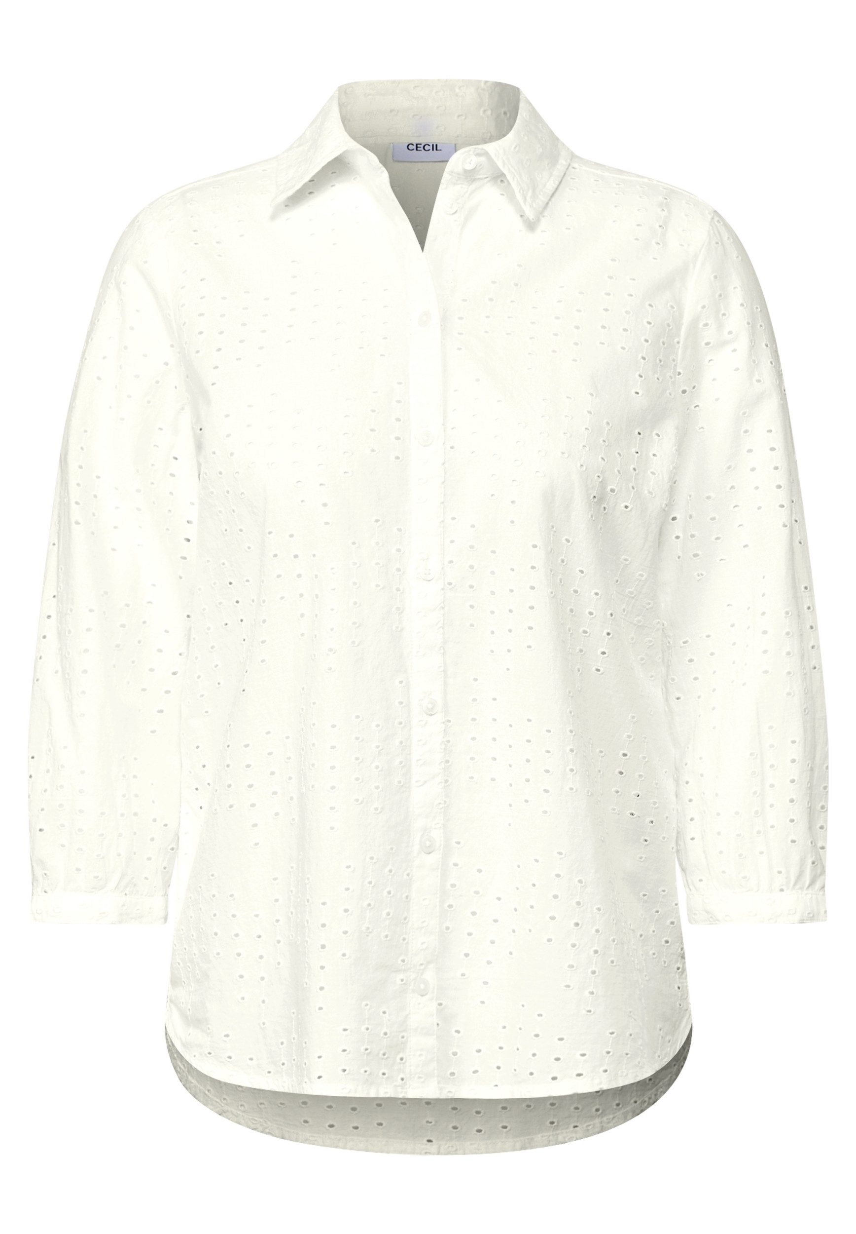 CECIL Kurzarmbluse TOS Solid Embroidery Blouse vanilla white günstig online kaufen