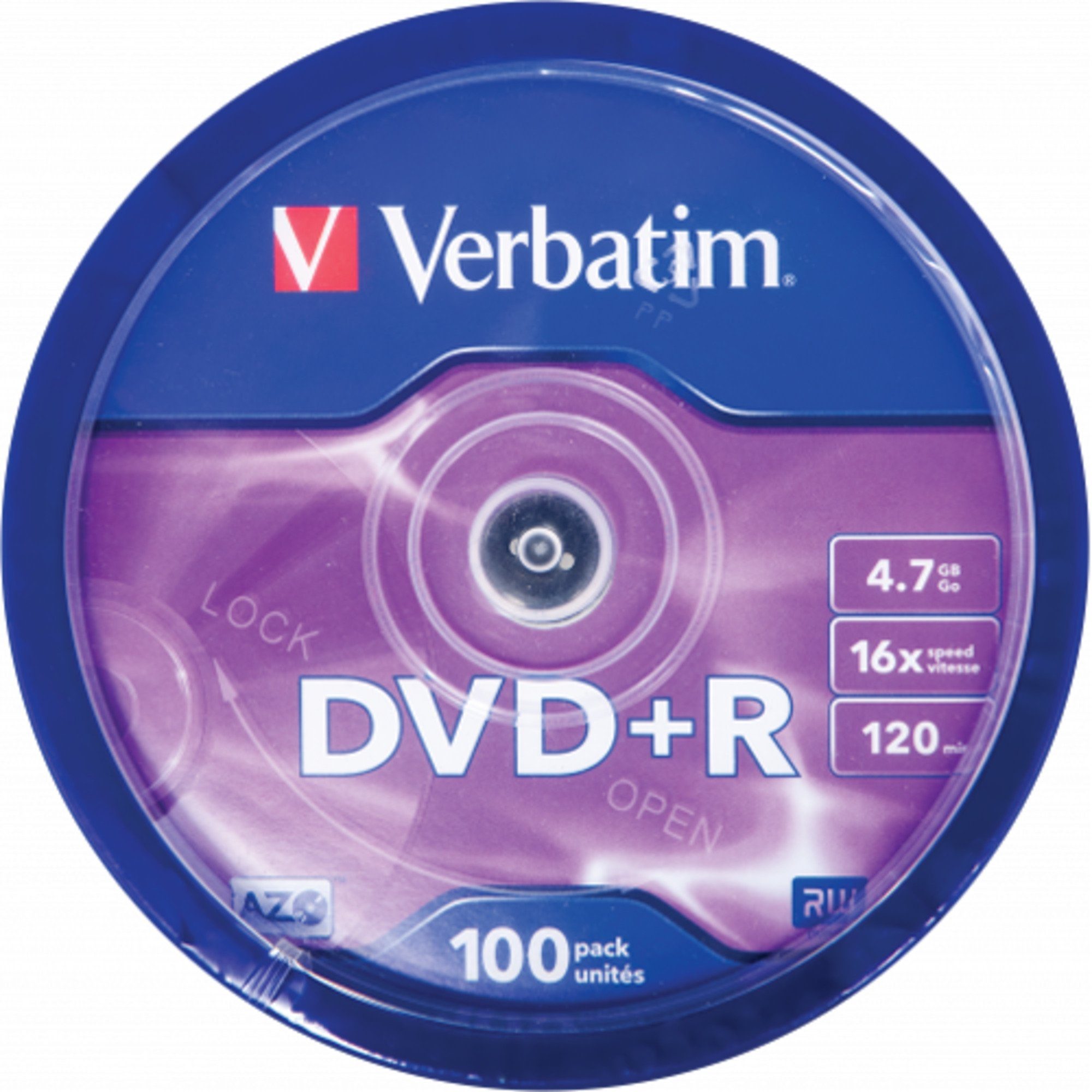 Verbatim DVD-Rohling Verbatim DVD+R 4,7 GB, DVD-Rohlinge, (16fach, 100