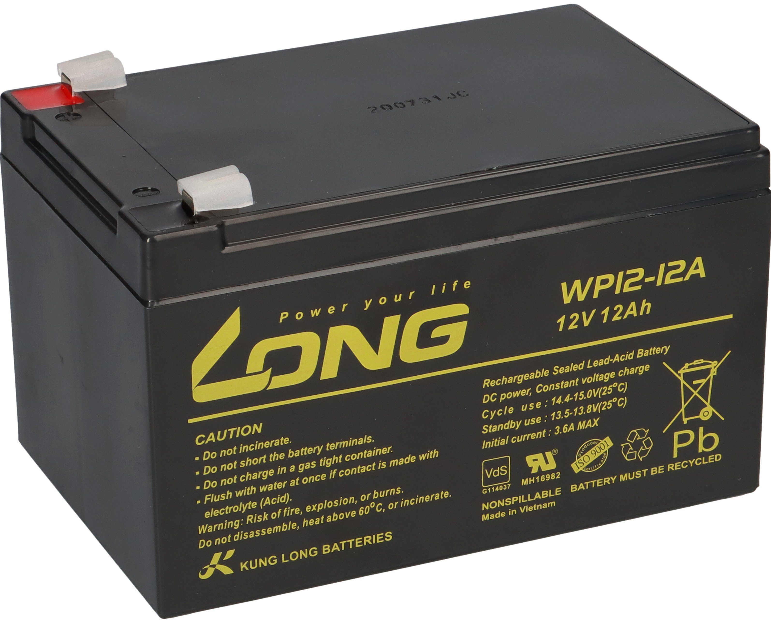 Kung Long Kung Long VdS WP12-12 12V 12Ah AGM Blei Accu Batterie wartungsfrei Bleiakkus