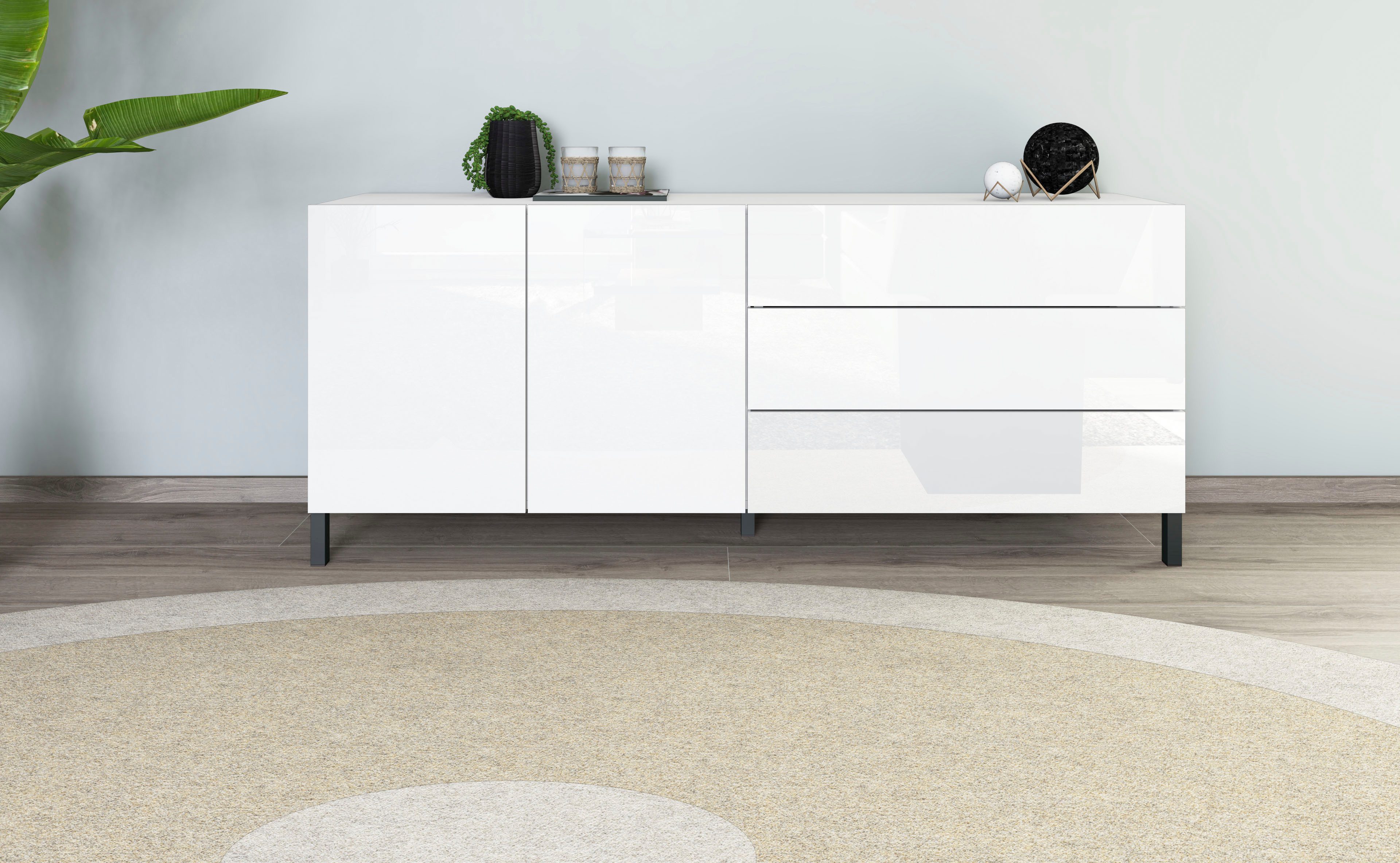 borchardt Möbel Sideboard Sophia, Kommode mit Metallfüßen, 3 Schubkästen, Breite 152 oder 190 cm, 152 oder 190cm, viel Stauraum, grifflos, praktisch, mehrere Größen