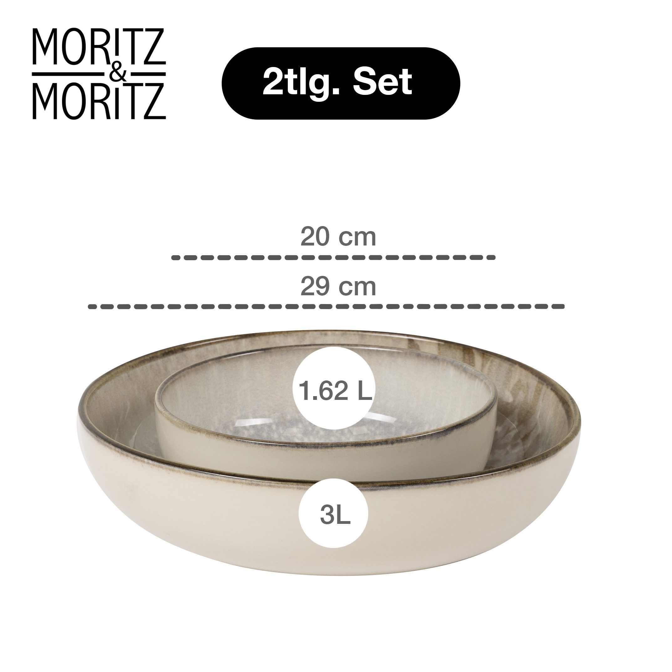 Moritz & Moritz Servierschüssel BLOSSOM Servierschüsseln 2er Set, Porzellan, (Set, 2-tlg), Hochwertiges Porzellan, Spülmaschinengeeignet