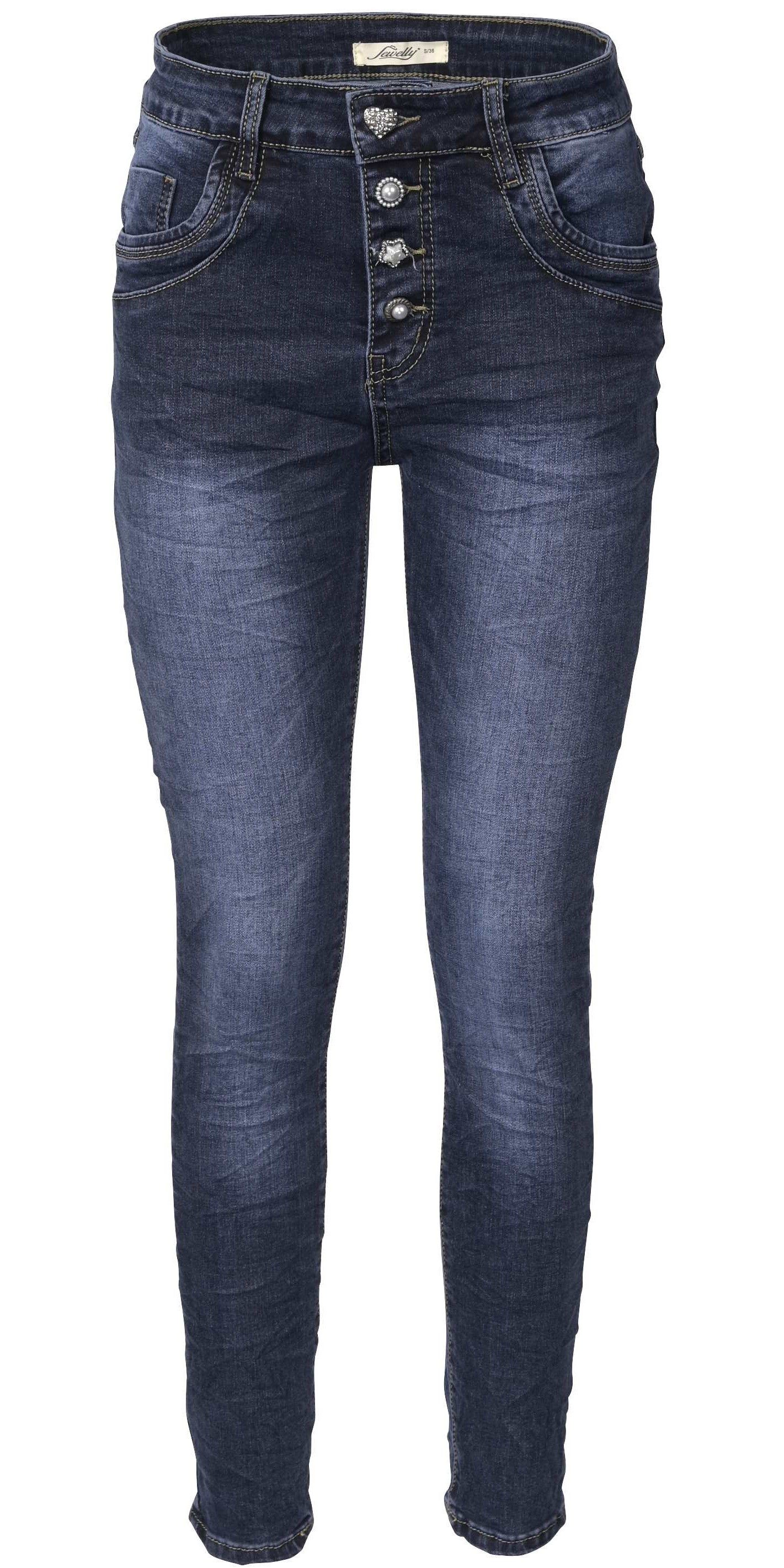 Jewelly Regular-fit-Jeans Jeans, Stretch Jeans Five-Pocket im Crash-Look