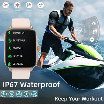 OOOUSE mit Schlafmonitor Smart Sport Armband, IP67 wasserdichte Smartwatch (1.7 Zoll, A), mit Bluetooth Anruf/Blutsauerstoffsättigung/Herzfrequenzmesser