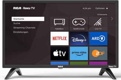 RCA RK24HF1 LCD-LED Fernseher (60,00 cm/24 Zoll, HD ready, Triple Tuner (DVB-T/T2-C-S/S2) mit Apple TV+ Netflix HDMI,USB Schwarz, Triple Tuner (DVB-T/T2-C-S/S2) mit Apple TV+ Netflix HDMI,USB Schwarz)
