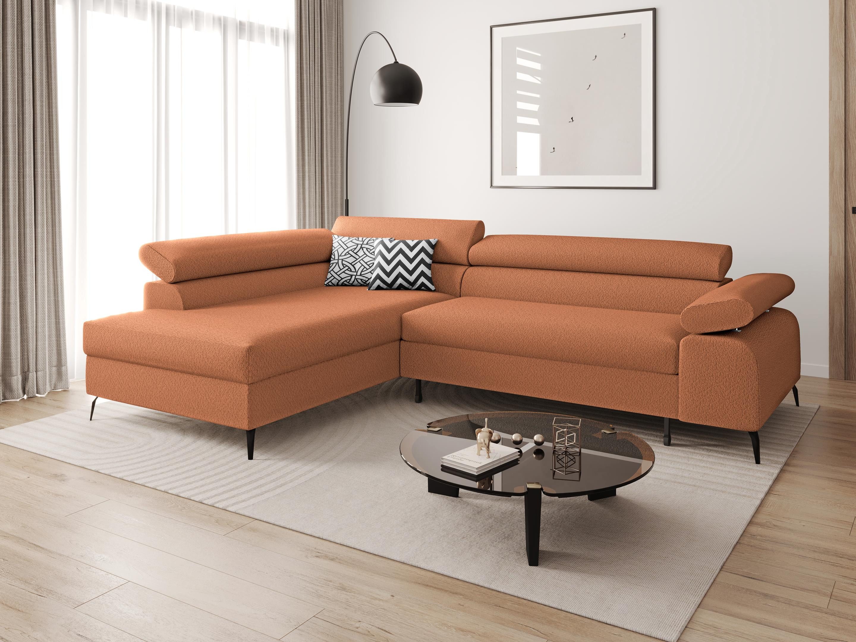 Ecksofa MELLOW mit Schlaffunktion und Bettkasten