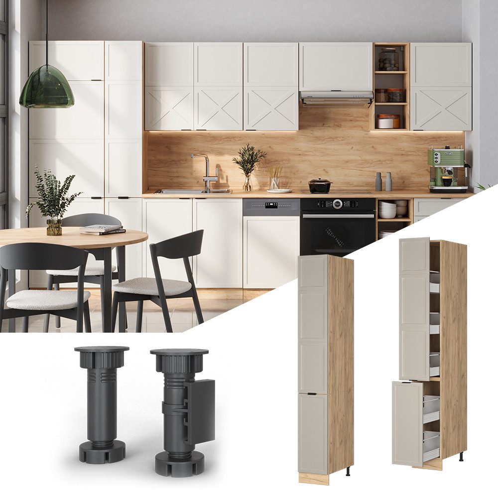 Vicco Hochschrank Fame-Line, GrauBeige/Goldkraft Eiche, 30 günstig online kaufen