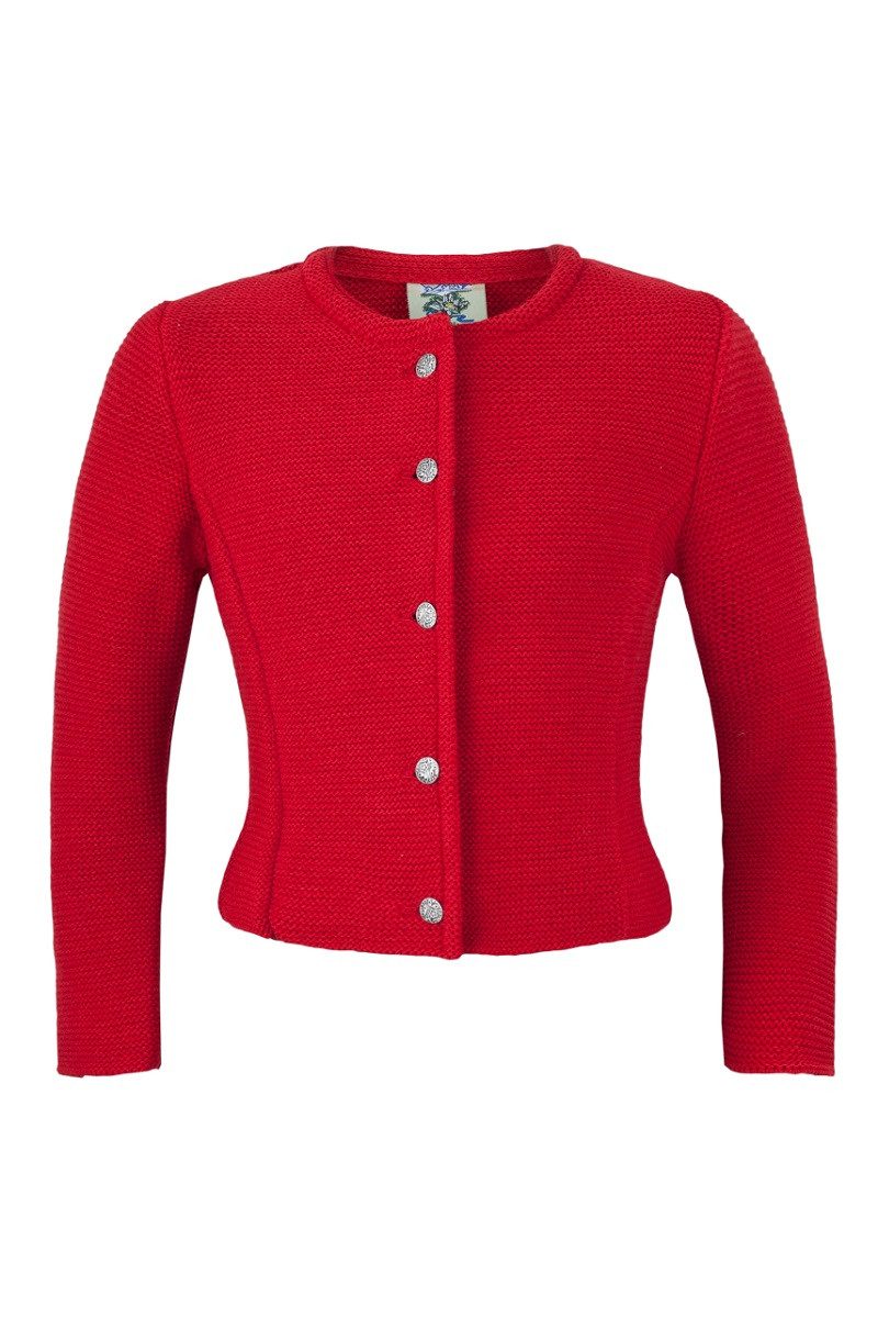 Isar-Trachten Trachtenjacke Strickjacke Kinder - KLASSIKA - rot, schwarz