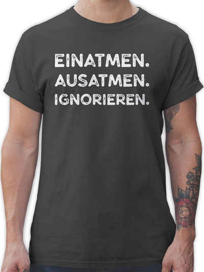 Shirtracer T-Shirt Einatmen Ausatmen Ignorieren weiß - Sprüche Statement mit Spruch - Herren Premium T-Shirt shirts mit sprüchen herren - t-shirt männer sprüche