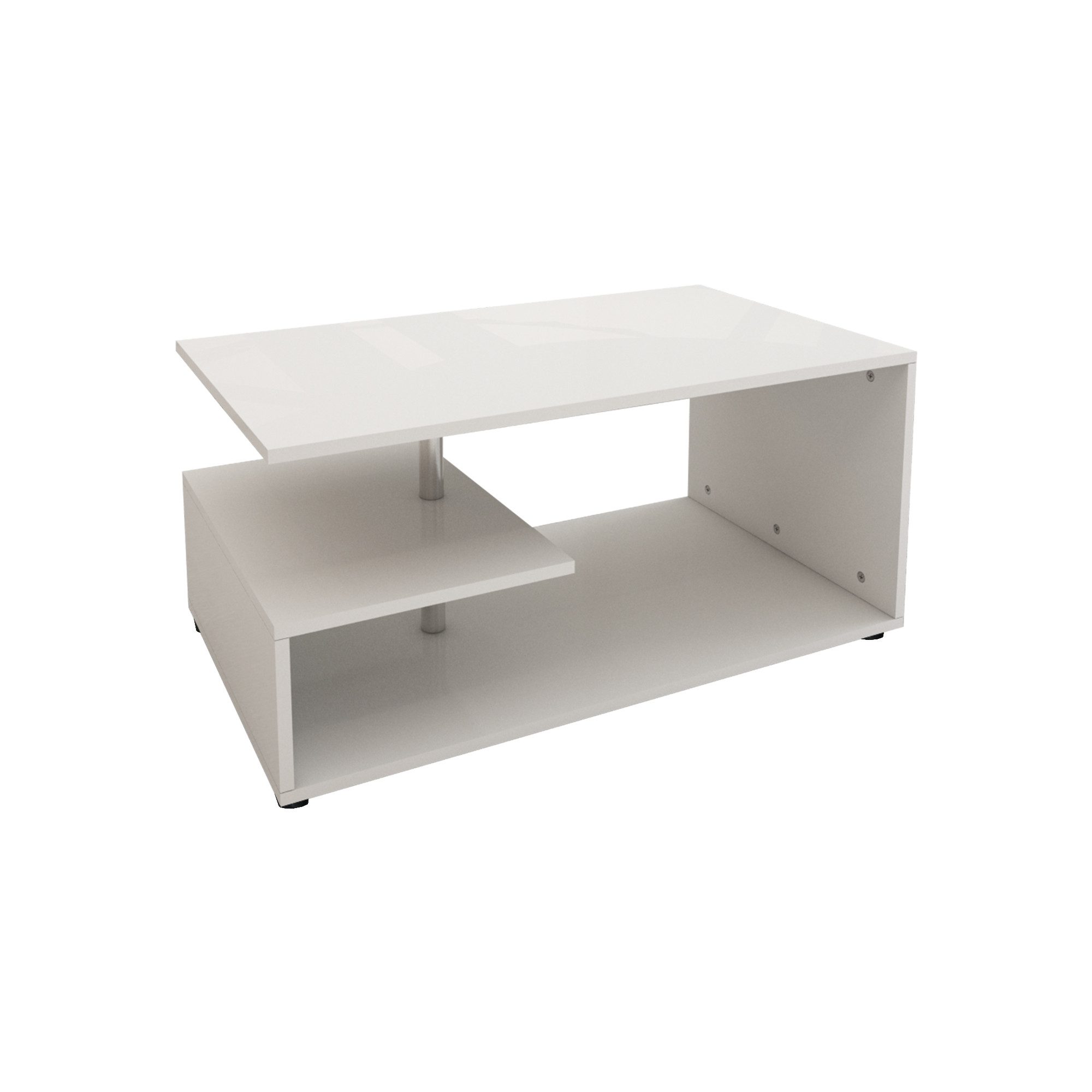 ML-DESIGN Couchtisch Geräumiger Wohnzimmertisch mit Stauraum, Holz Beistelltisch, Sofatisch mit Ablageflächen auf 3 Etagen Metall Kaffeetisch Dekostange