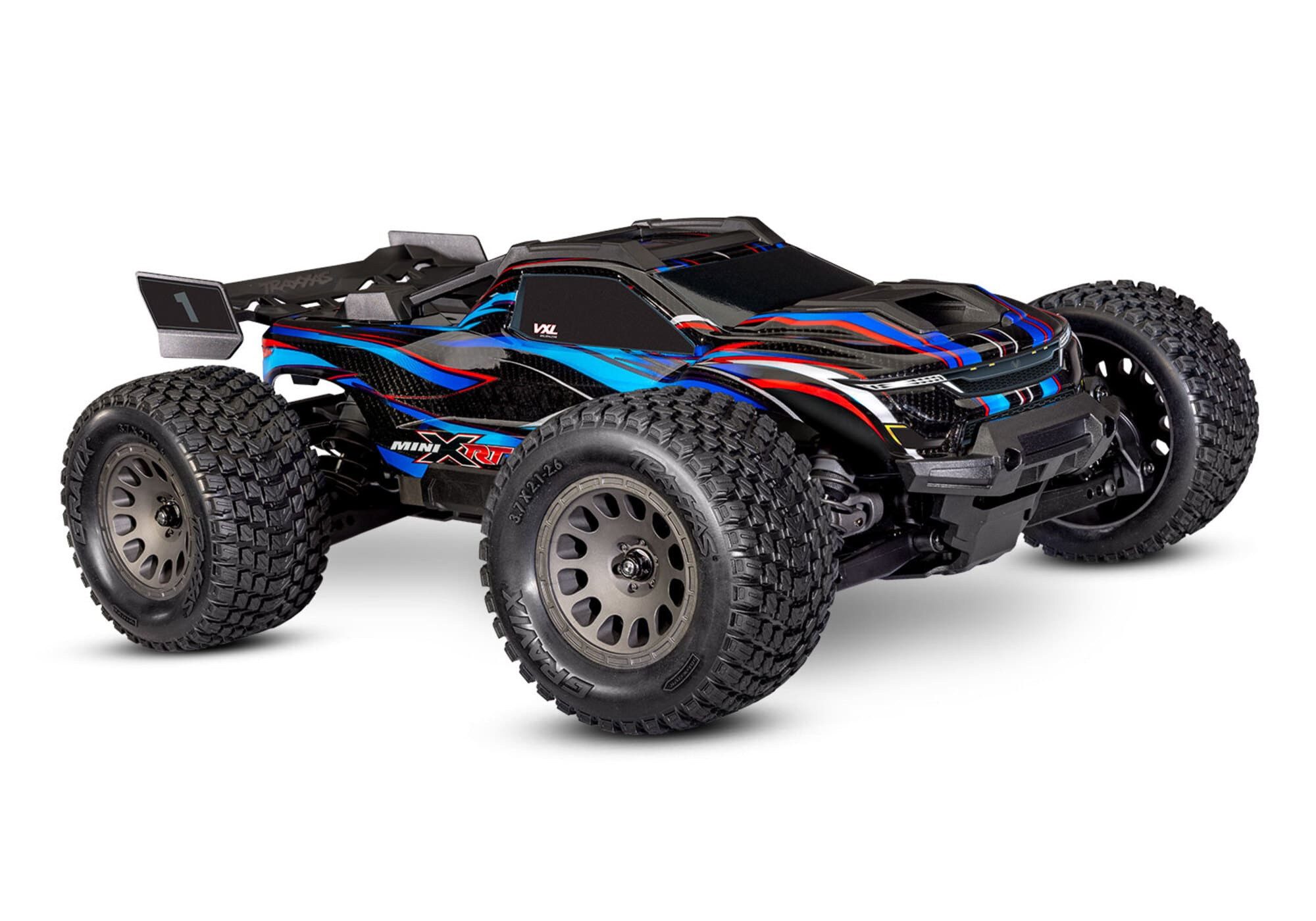 RC-Buggy TRAXXAS MINI-XRT 3S 4x4 blau 1/16 Monster-Truck RTR Brushless, Akku