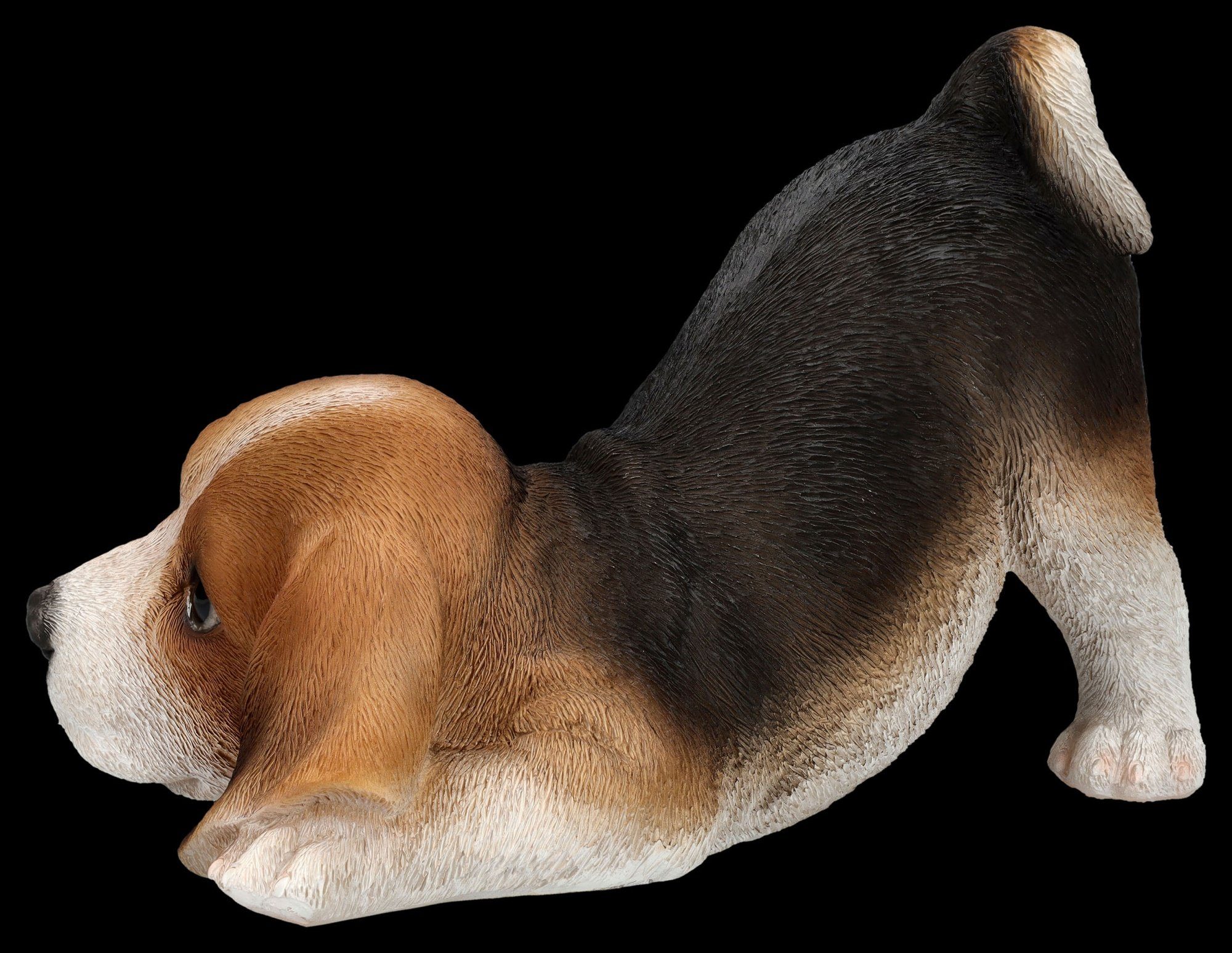 Figuren Shop GmbH Tierfigur Hundefigur - Beagle Welpe will spielen - Hund Dekofigur Dekoration