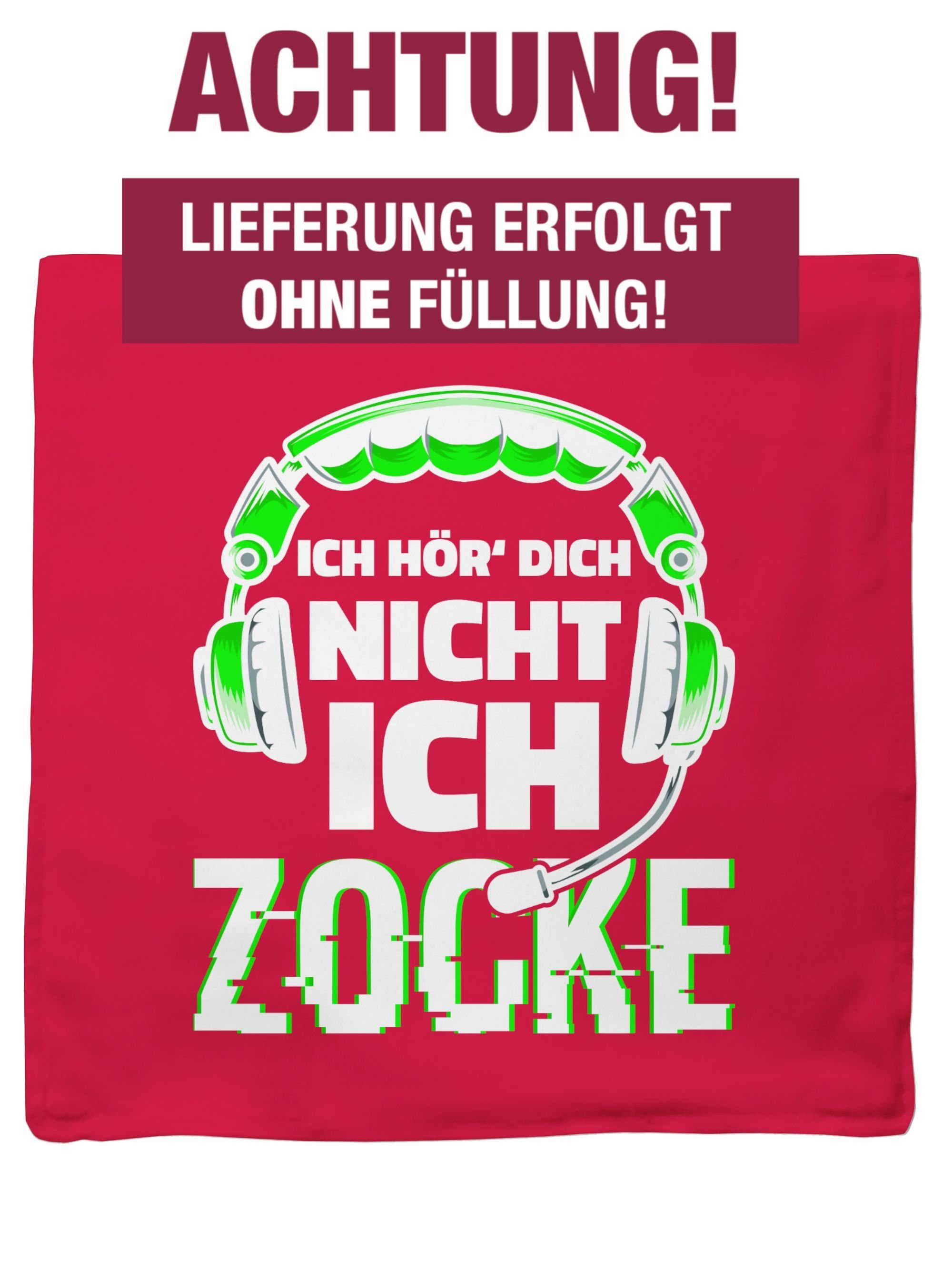 nicht Weiß Kissenbezüge Ich Headset zocke Stück), Hobby hör dich (1 ich Deko-Kissen Glitch Grün, Shirtracer