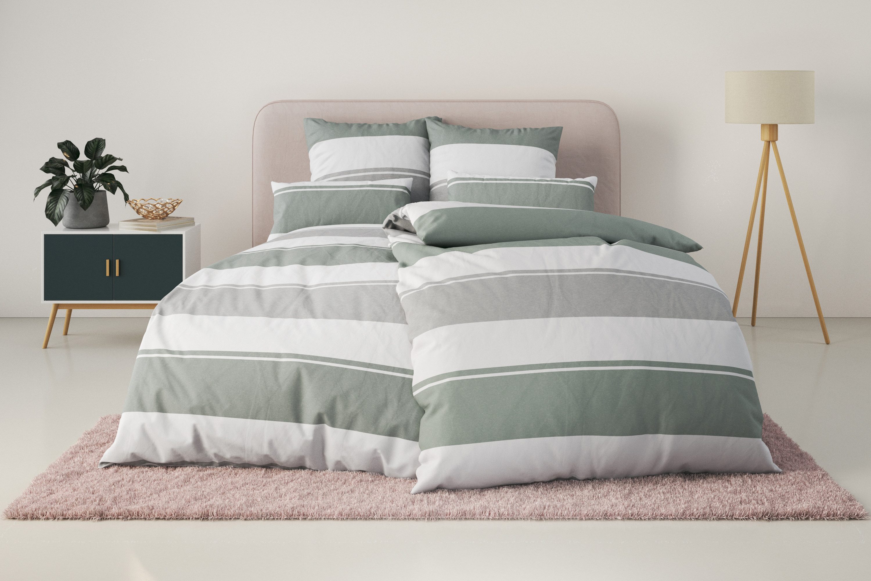 OTTO home Bettwäsche Yonne, Flanell PREMIUM, 2 teilig, in frischen Farben, gestreifte Bettwäsche, ab Gr. 135x200 cm