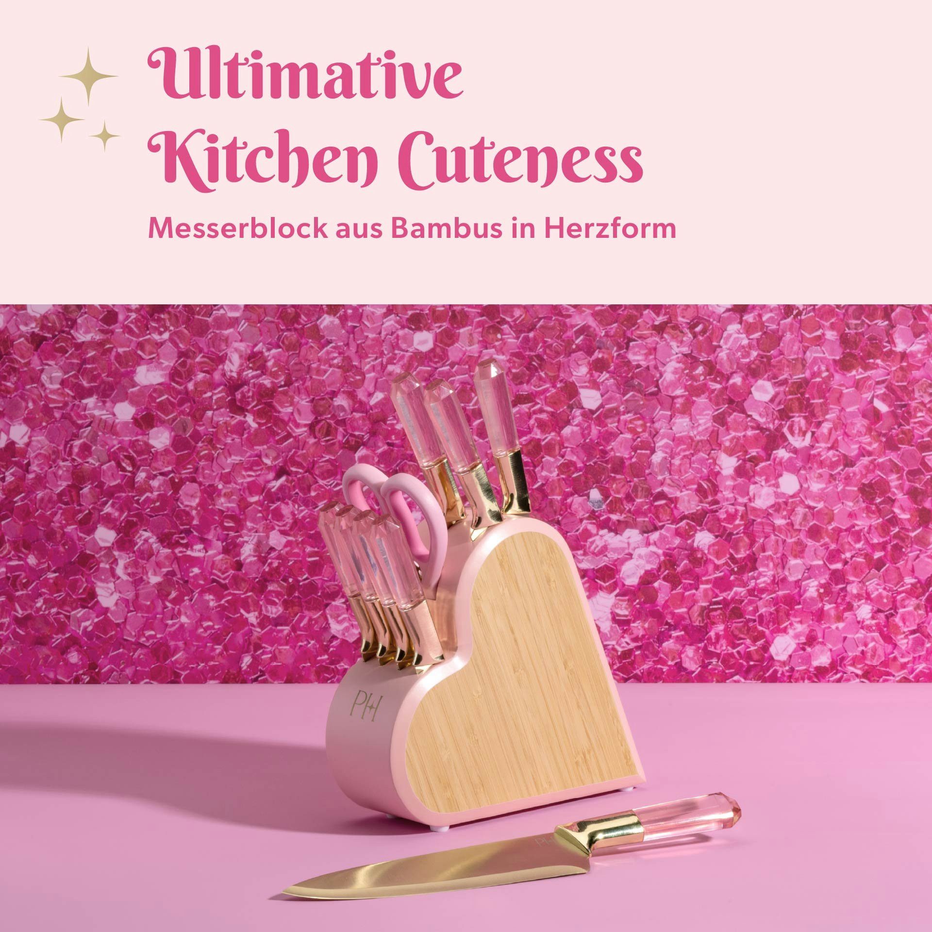 Paris Hilton Messerblock Set, Küchenmesser, Kochmesser, Schälmesser, Universalmesser