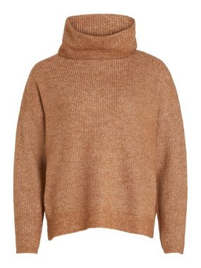 Vila Strickpullover Rollkragen Strickpullover Basic Sweater mit Schlitzen VICILIA 4604 in Braun