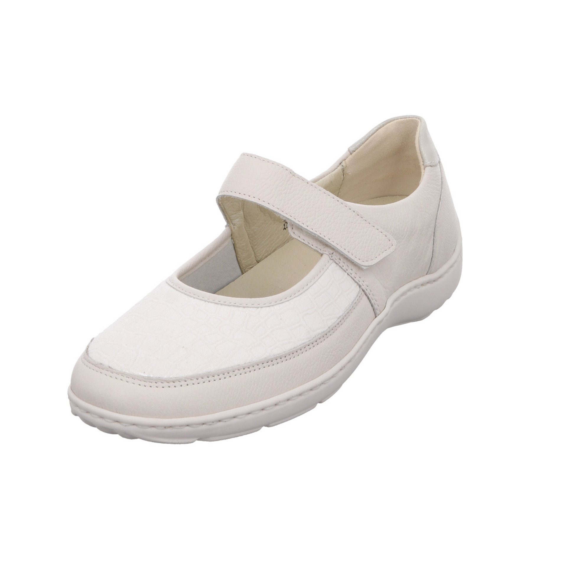 Waldläufer Damen Slipper Schuhe Henni Klettschuh Slipper Leder-/Textilkombination perl silber