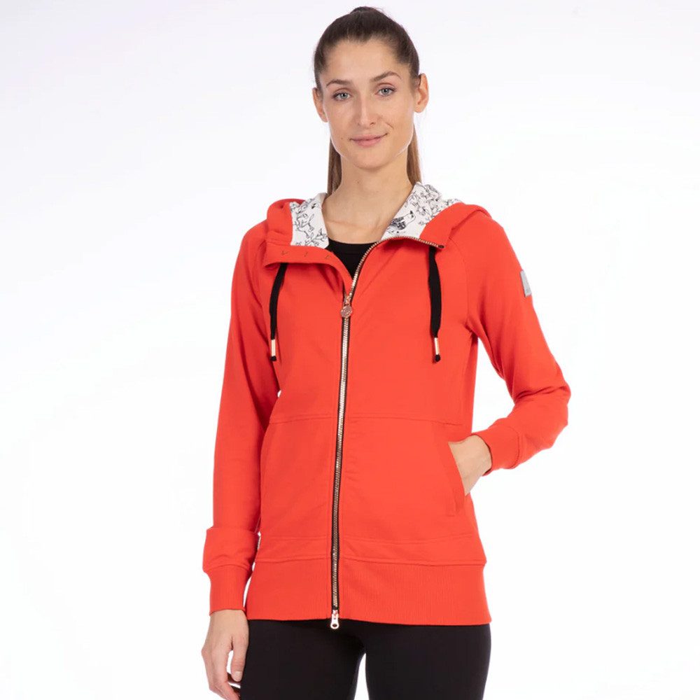 Linea Primero Strickfleecejacke ViertelMond - Modische Sweatjacke aus Bio Baumwolle Valentine, rot