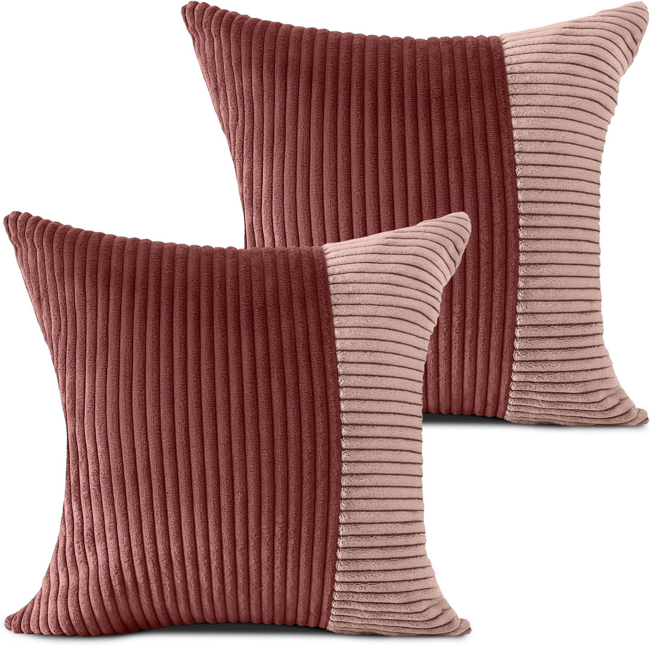 Amilian Kissenbezüge - 2er Set Kissenbezug - Zierkissenbezüge - Bezug für Dekokissen, (2 Stück), 45x45 cm Cord-Optik - Kissenhüllen, Bezüge, Sofabezüge