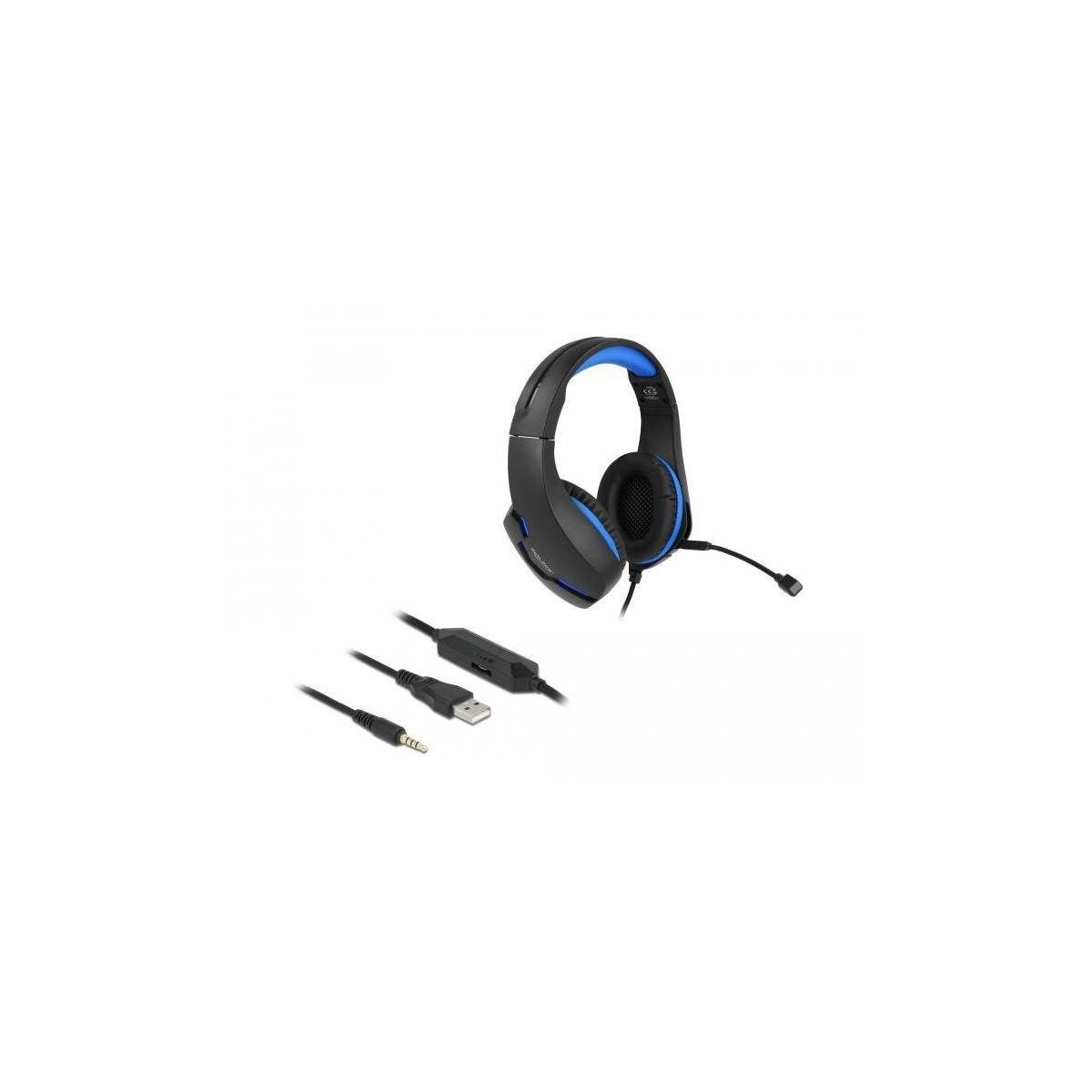 Delock 27182 - Gaming Headset, 3,5 mm Klinkenstecker, blaue... Headset