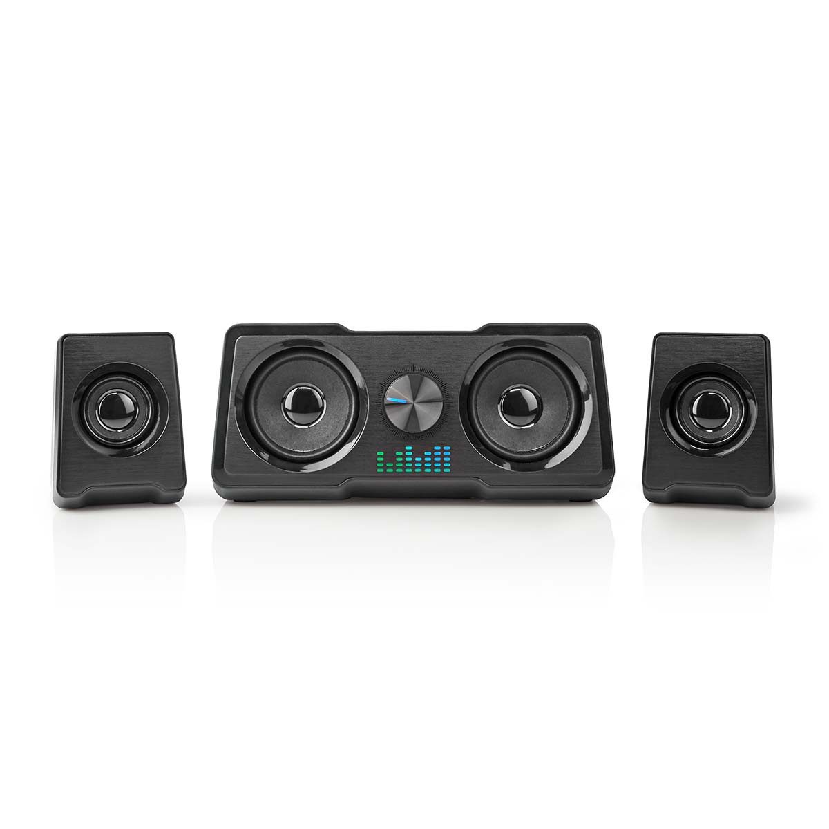 Nedis GSPR21022BK Lautsprecher 2.2 (48 W, USB, 2.2 System, RGB-Beleuchtung für Gaming-Setup und Schreibtisch)
