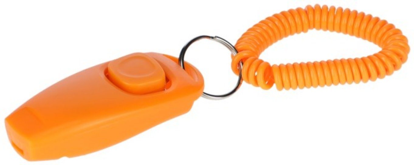 Zerrspielzeug Clicker und Pfeife 2in1 orange 8 cm 80730