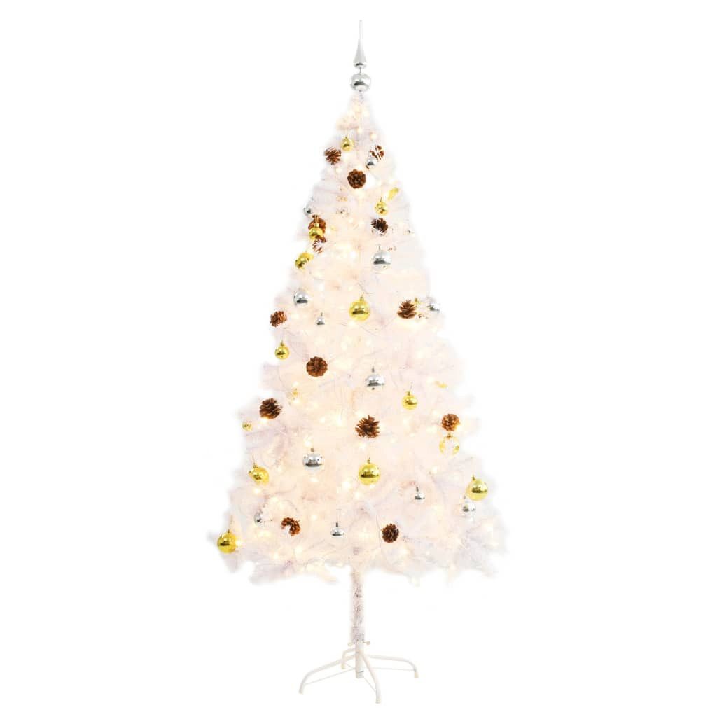 vidaXL Künstlicher Weihnachtsbaum Künstlicher Weihnachtsbaum mit Beleuchtung & Kugeln Weiß 180 cm