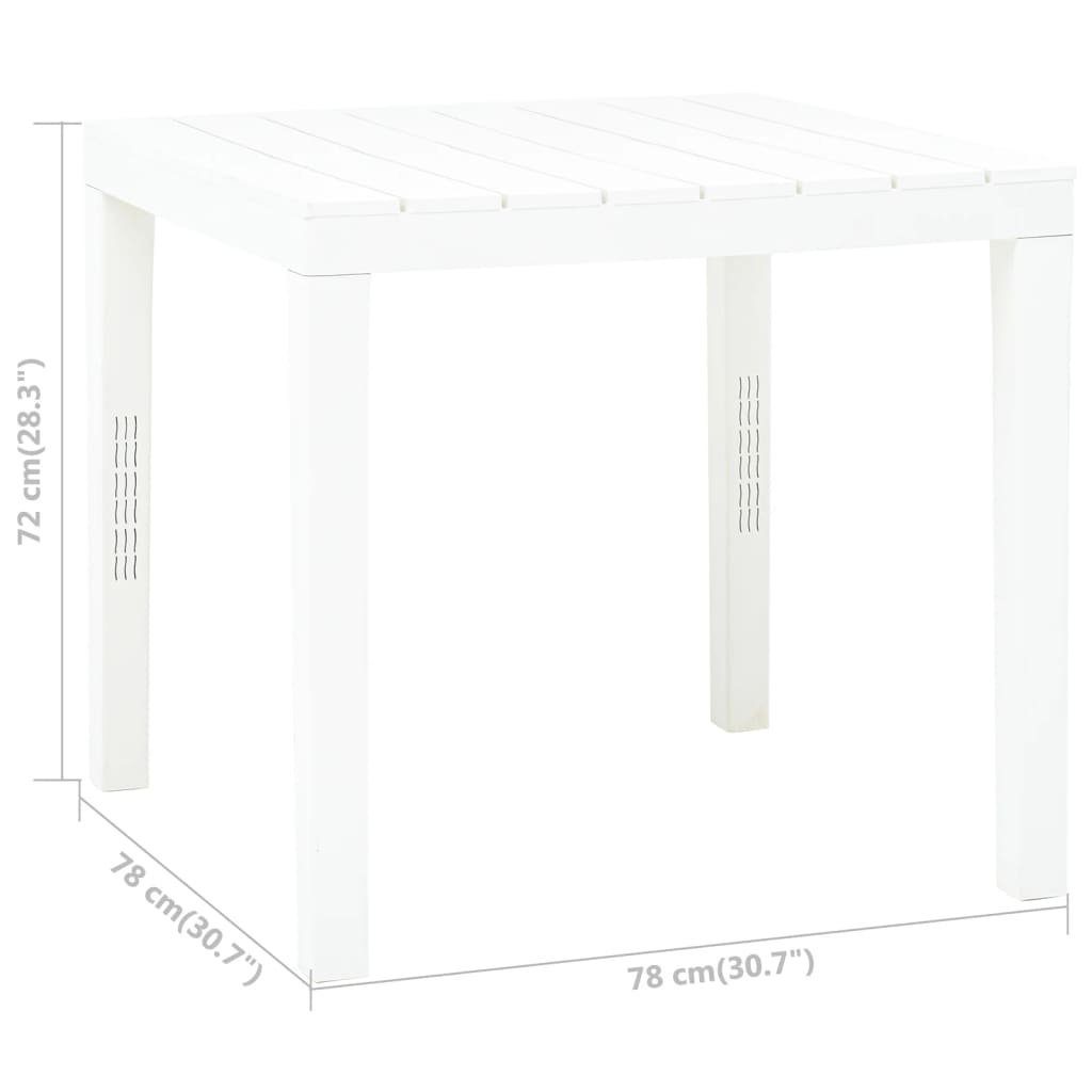 Weiß 78 78 Kunststoff Gartentisch vidaXL | Weiß (1-St) 72 cm Weiß x x Gartentisch