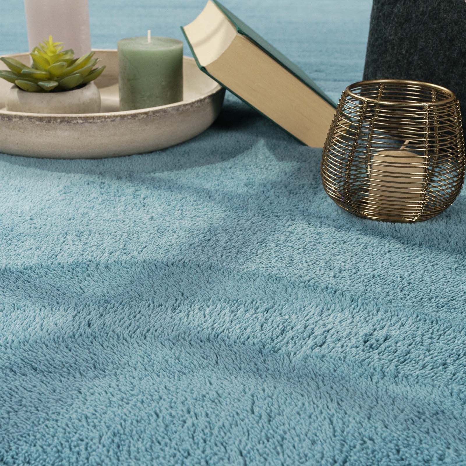 TaraCarpet Teppich Supersoft Kurzflorteppich Fiona Uni, rund, Höhe: 14 mm, Wohnzimmer, Schlafzimmer, Esszimmer, Fiona hellblau 80 rund