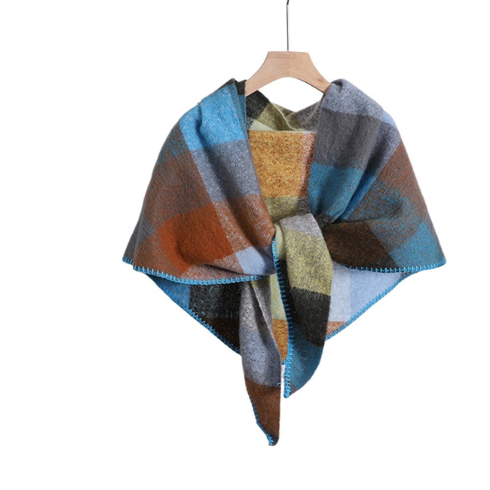 Zaewry Dreieckstuch Damen Schal Strick Dreieck Schal Halstuch Dreieckstuch, 200×70 CM, Leichter Strickschal mit Karo Muster