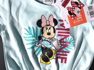 Disney Minnie Mouse Sommerkleid 2x MINNIE MOUSE Kleid Mädchenkleid Sommerkleid Mini Maus Türkis und gestreift Mädchen 2 3 4 5 6 7 8 9 10 Jahre Gr. 98 104 110 116 128