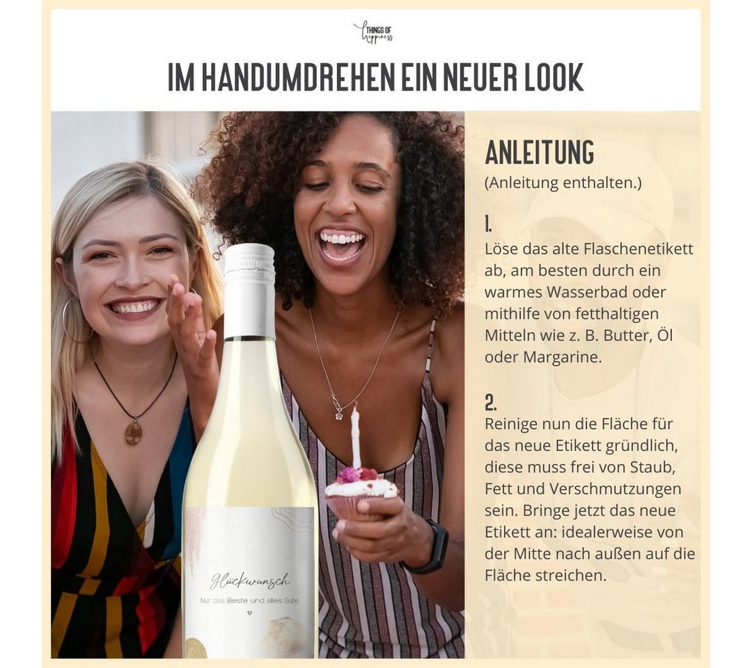Thumbnail - Things of Happiness Aufkleber Flaschenetiketten, Aufkleber Weinflasche Sektflasche selbstklebend, Schwangerschaft verkün...