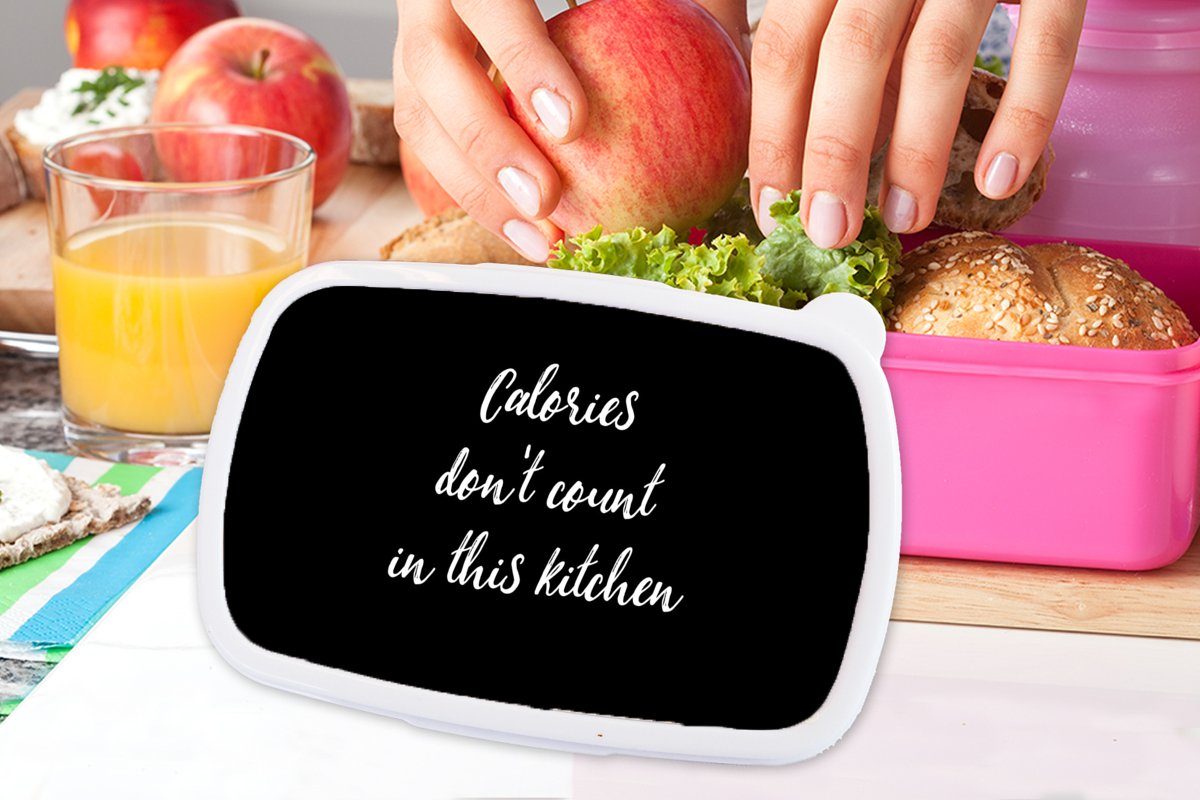 MuchoWow Lunchbox Zitate Essen die nicht Kunststoff Snackbox, (2-tlg), Kunststoff, Kinder, zählen Kalorien - In -, dieser - Mädchen, rosa Brotdose für Küche Erwachsene, Brotbox