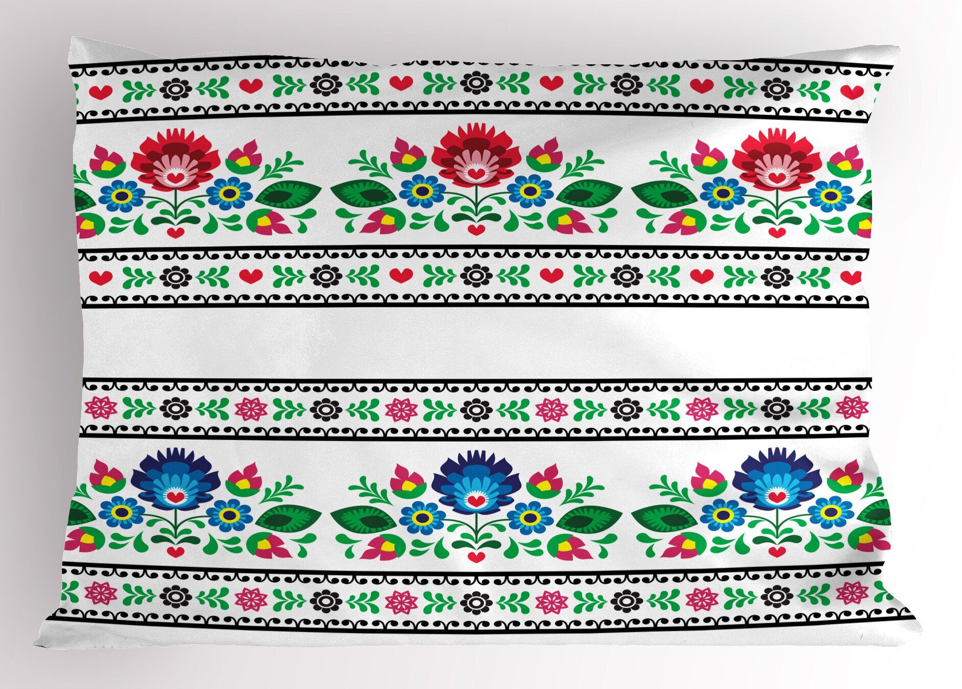 Queen Kissenbezüge Polieren Blumen Dekorativer Kopfkissenbezug, mit Gedruckter Folk-Muster Stück), Abakuhaus Size (1