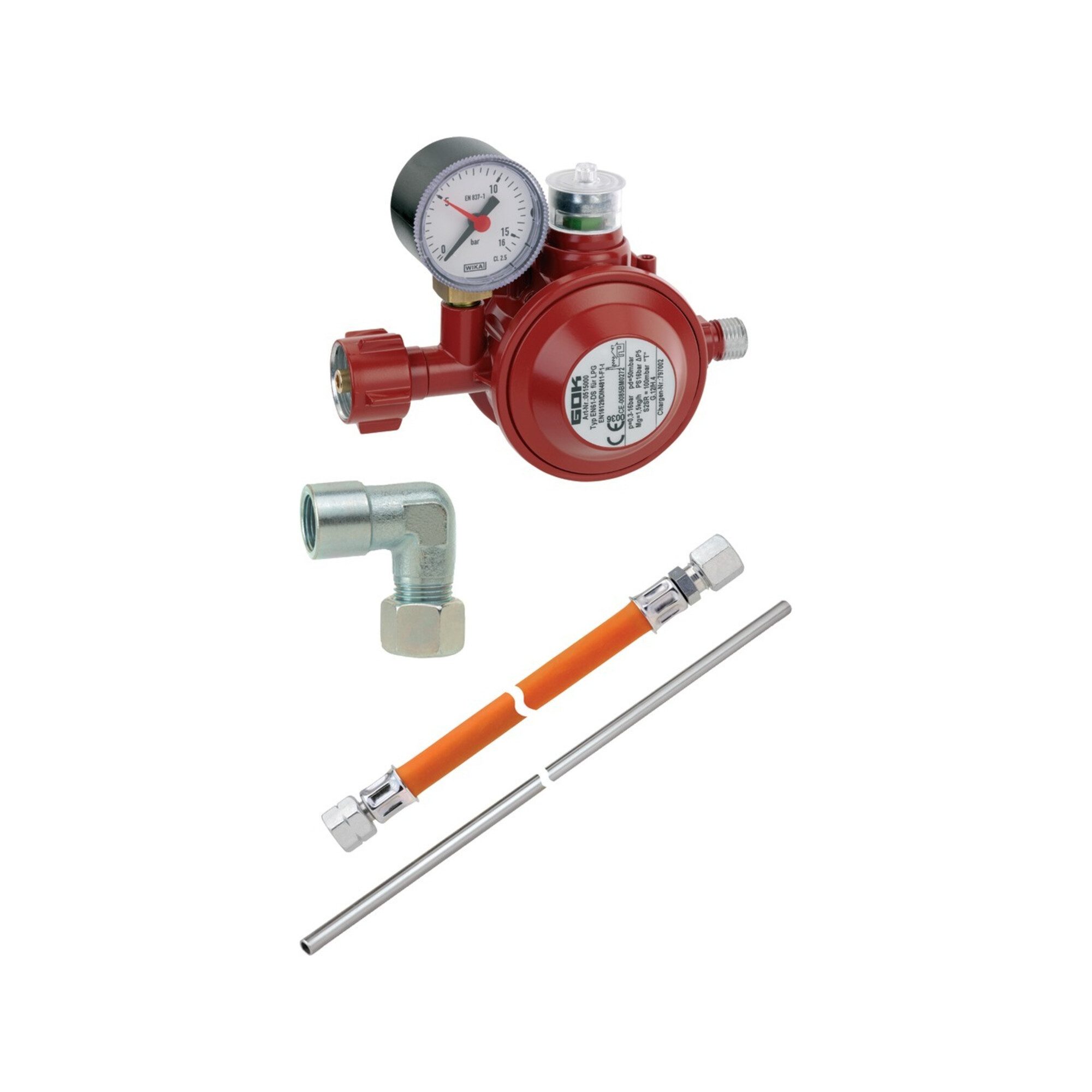 GOK Druckregler Gok Herdanschlussset 16 bar 1,5 kg/h, 50 mbar
