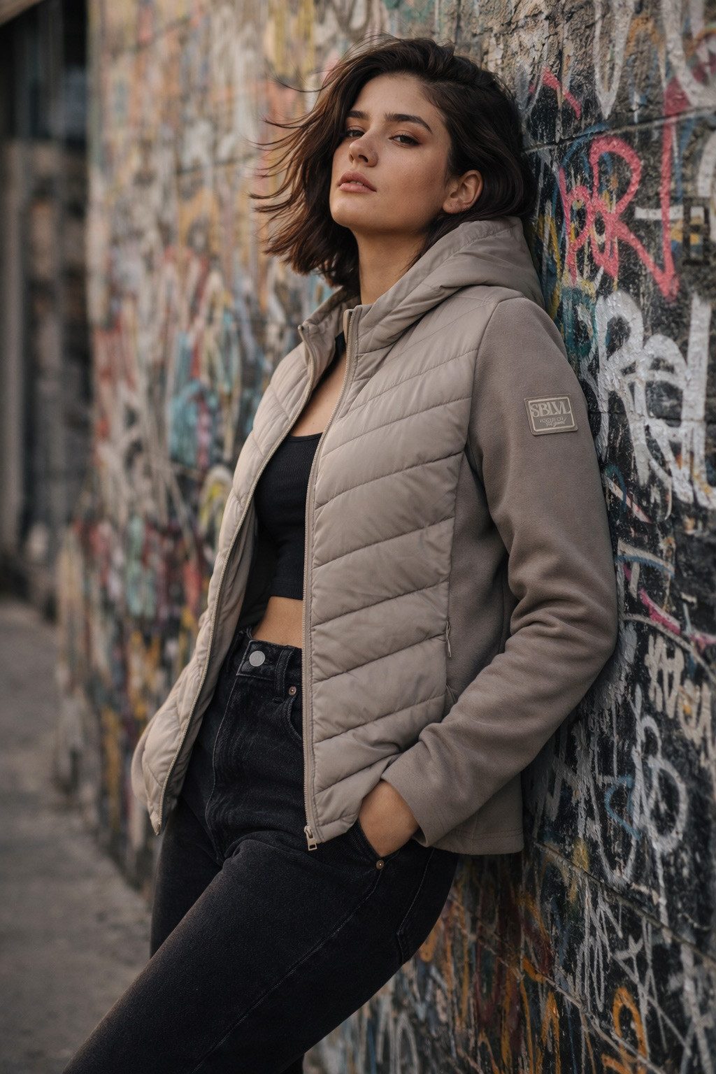 SUBLEVEL Steppjacke Damen Hybrid Jacke Leichte Übergangsjacke Kapuzenjacke günstig online kaufen