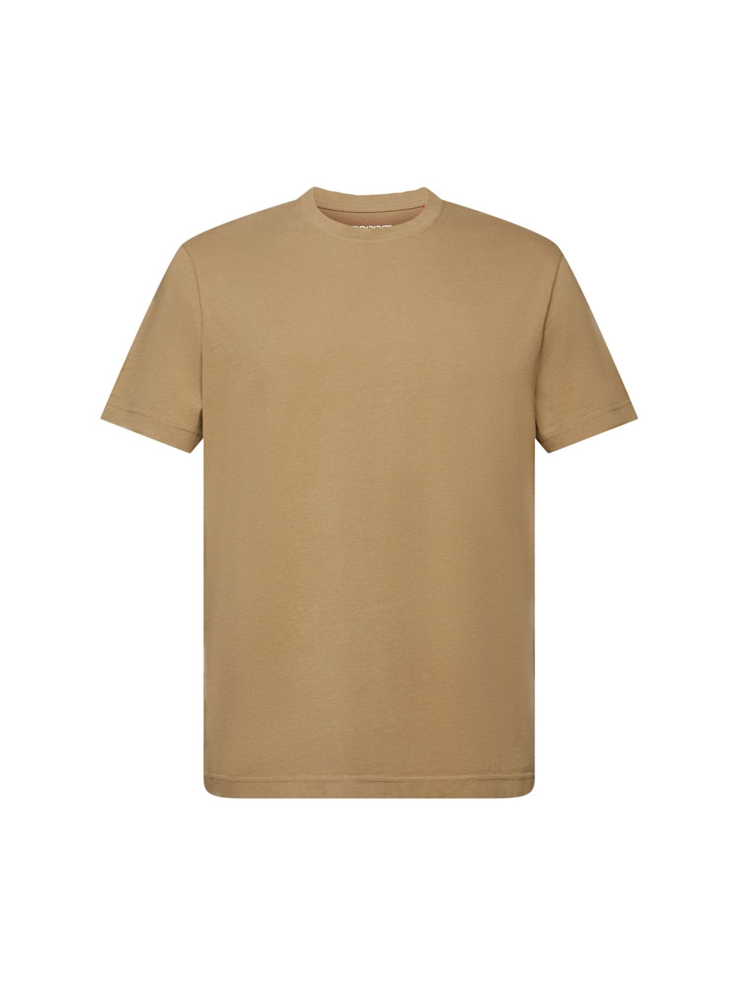 edc by Esprit T-Shirt Rundhals-T-Shirt aus Jersey, 100 % Baumwolle (1-tlg) KHAKI GREEN