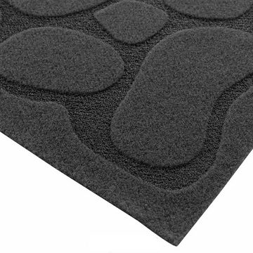 Fußmatte Fußabtreter Relief Schwarz 75 cm Indoor & Outdoor Schmutzfangmatte, Sanixa, rechteckig, Höhe: 6 mm, Relief Steine