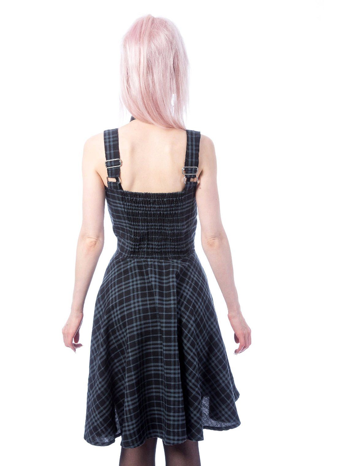 Heartless A-Linien-Kleid Zosia Dress Grau Kariert Cyber Punk Nu Goth Tartan Dress