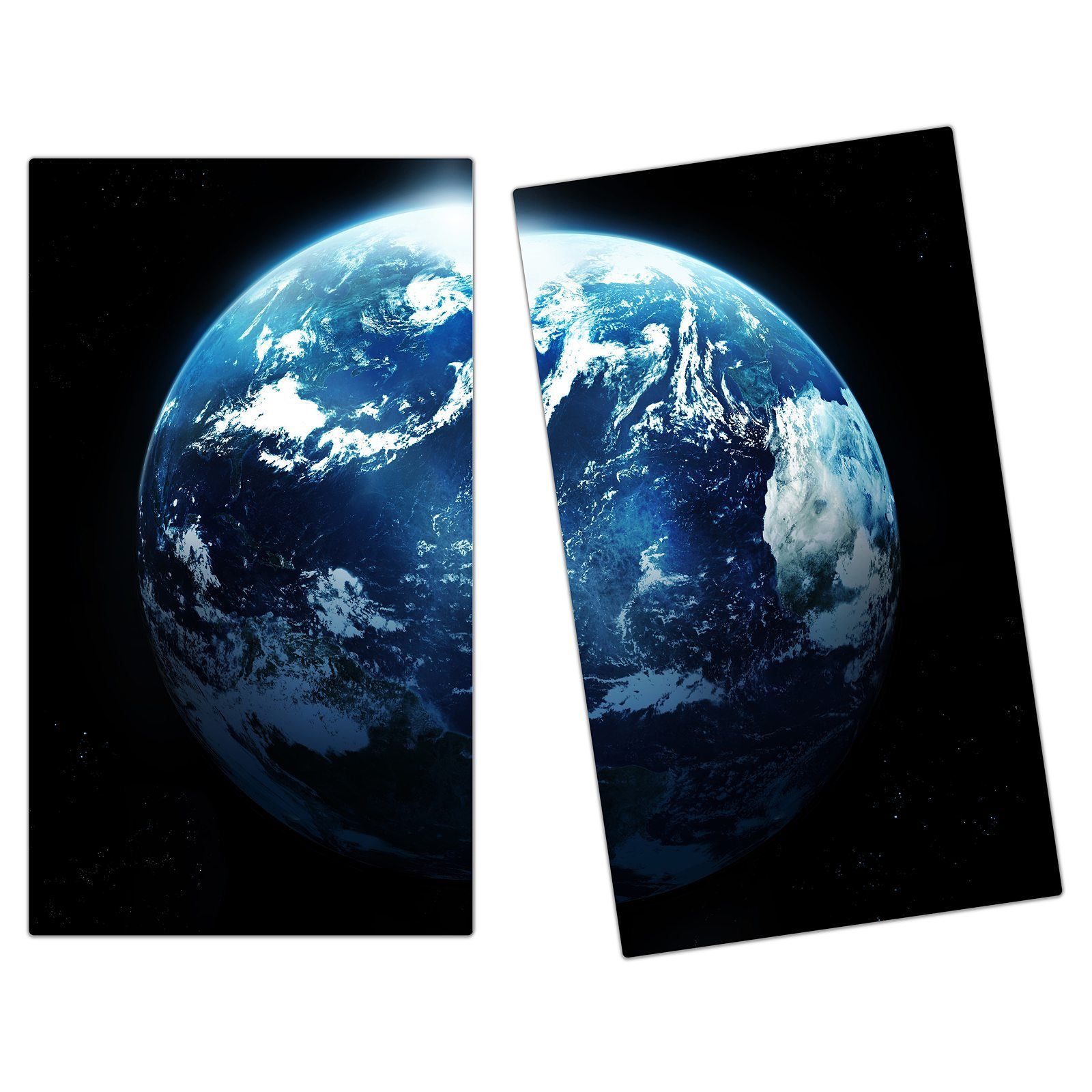 (2 Planet Primedeco Glas, Herd-Abdeckplatte Sonnenaufgang, tlg) aus Herdabdeckplatte Glas Spritzschutz Erde im