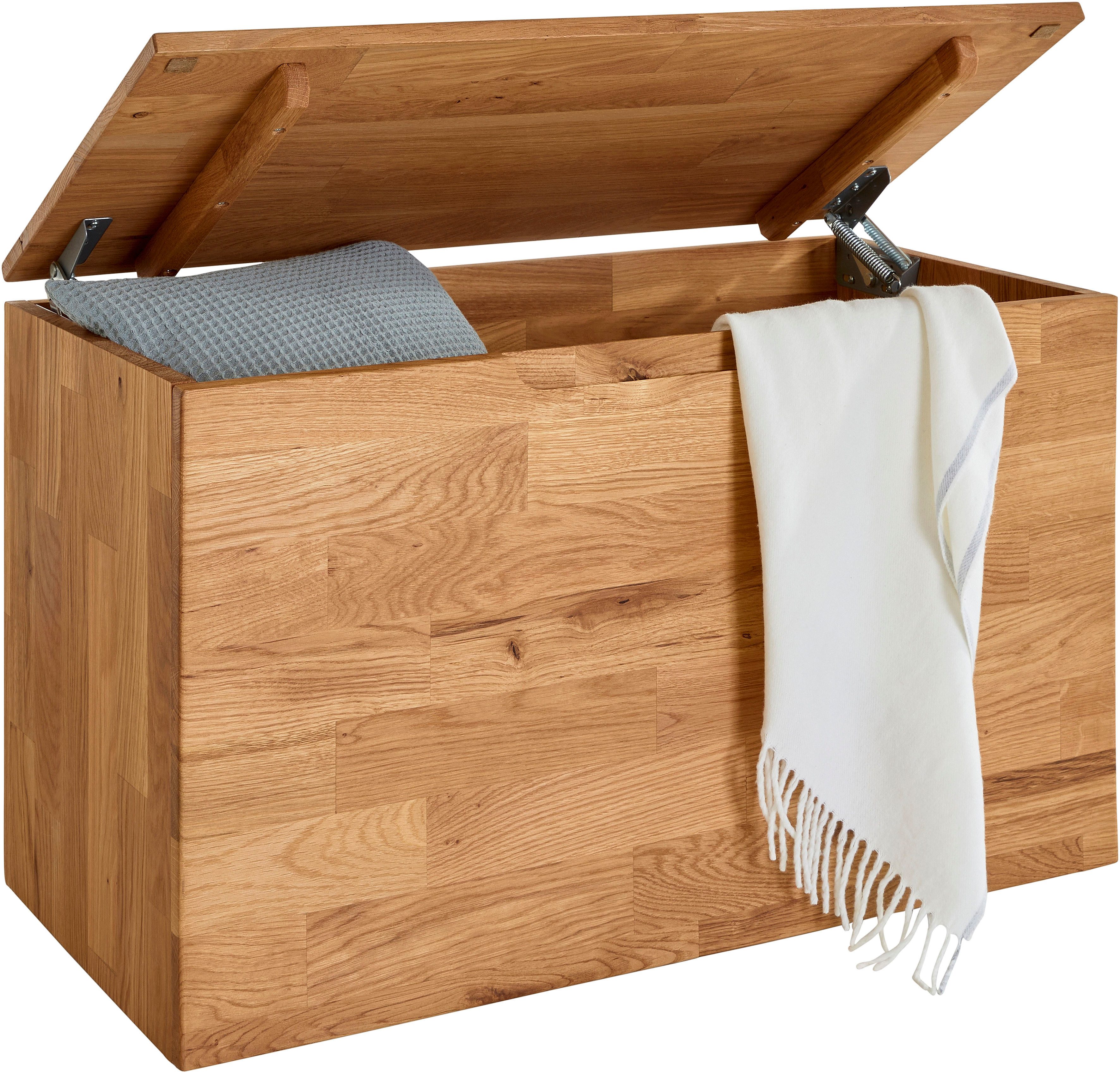 TaBoLe Möbel Truhe Santos, Holztruhe, Betttruhe, Sitztruhe, Kernbuche oder Wildeiche geölt