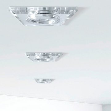 SSC-LUXon LED Einbaustrahler Flacher Design Einbaustrahler aus Glas quadratisch klar spiegelnd, Neutralweiß