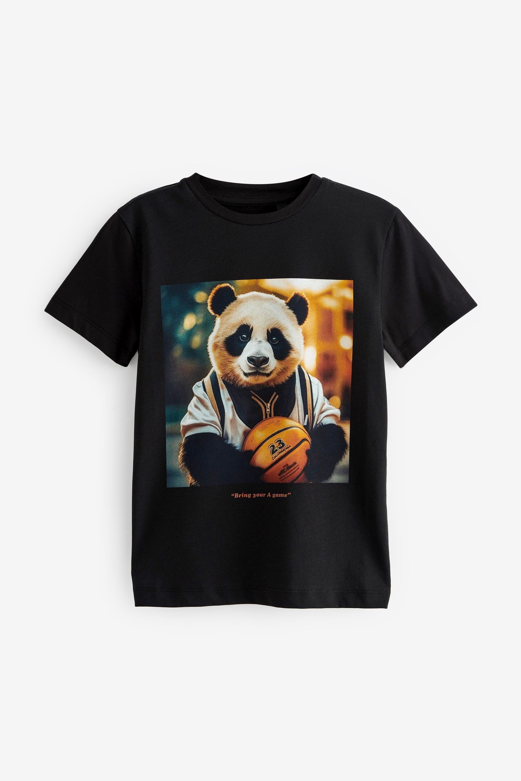 Next T-Shirt Grafik-T-Shirt (1-tlg) Black Basketball Panda